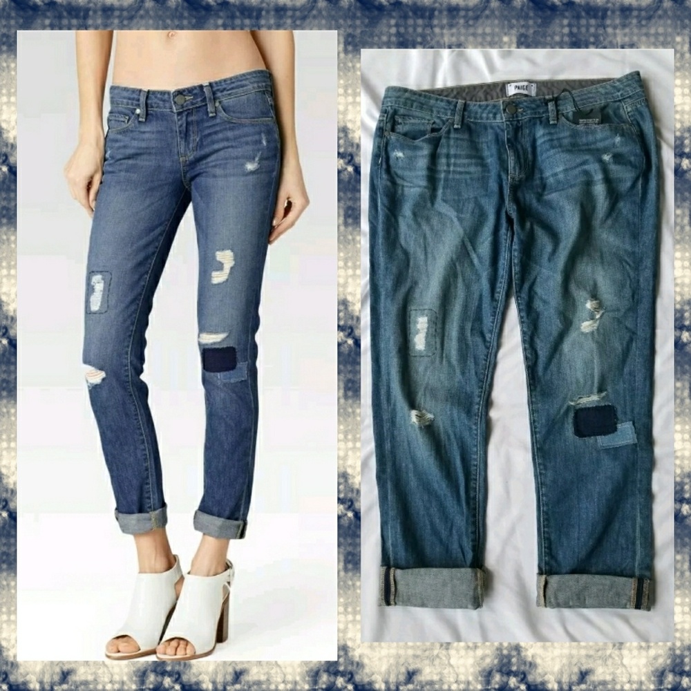 Paige Jimmy Jimmy slim boyfriend jeans DAZELY wash Destructed Patched Heritage